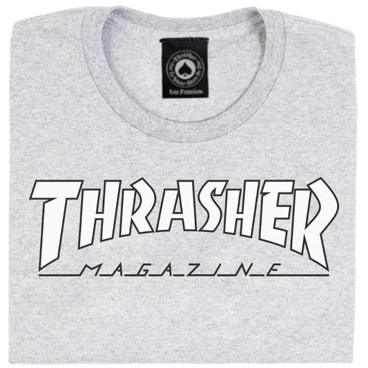 Thrasher T-Shirt Skate Mag Outlined Grey/White