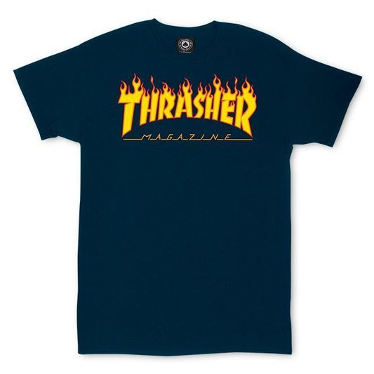 Thrasher T-Shirt Flame Logo Navy