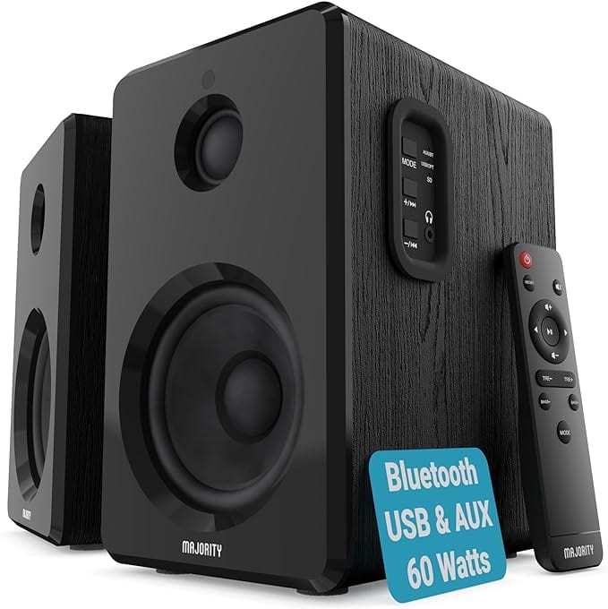 Majority D40 Bookshelf Active Speakers (USB, Aux and Bluetooth)