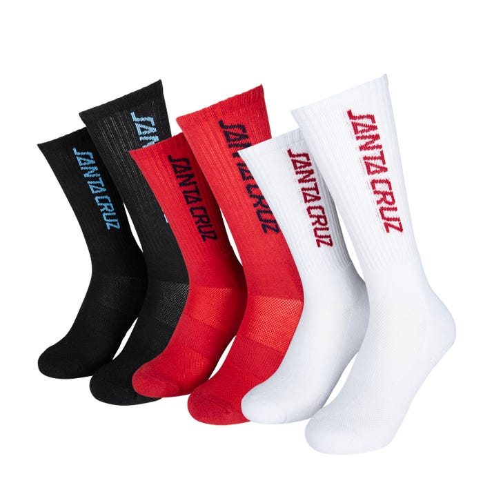 Santa Cruz Socks (EU) Strip (3 Pack) Red/White/Black