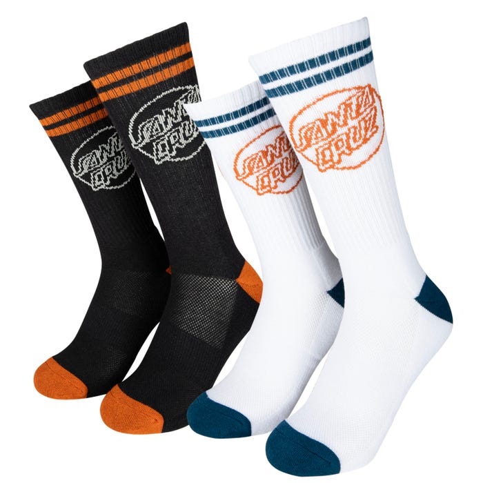 Santa Cruz Socks (EU) Kick (2 Pack) Black/Pumpkin&White/Dark Teal